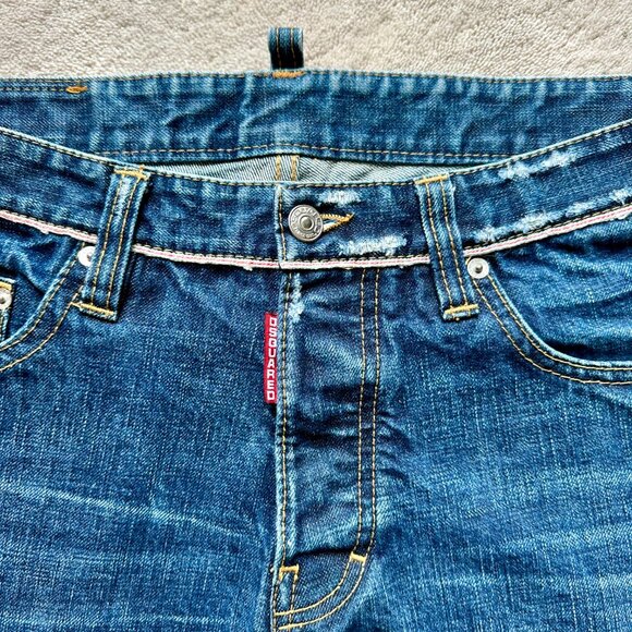Made-in-Italy DSQUARED2 Selvedge Denim LOGO Jean SHORTS Size 48 EUR | 32 US - Picture 7 of 15